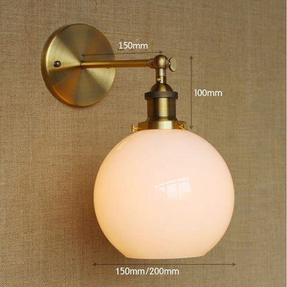 American Vintage Wall Lamps Glass Ball Retro Loft Wall Lamp