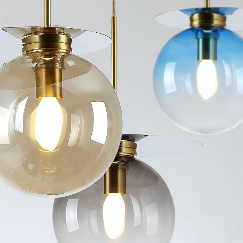 Modern Creative Gradient Color Glass Ball Pendant Lamp