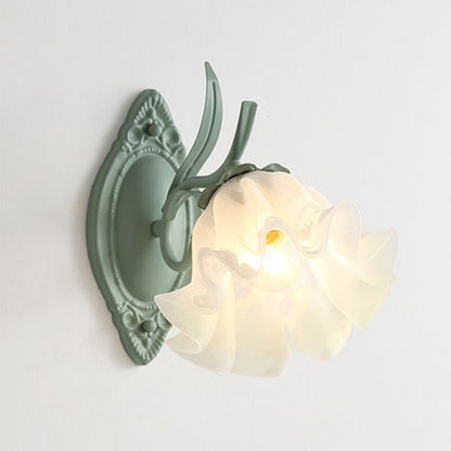 Glass Flower Romantic Rural Style E27 Wall Lamp