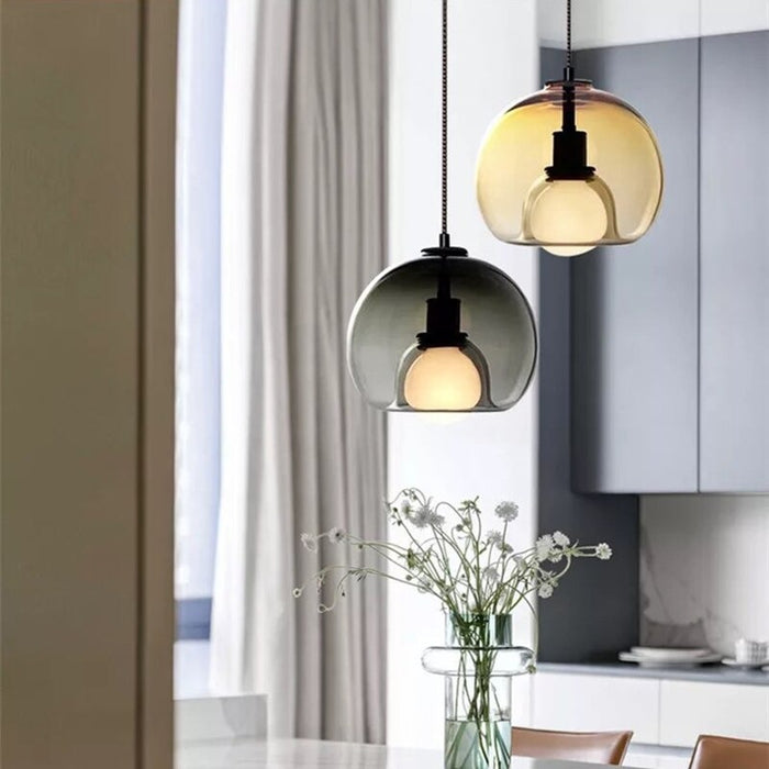 Nordic Minimalist Single Glass Study Hanging Fixture Pendant Lamp