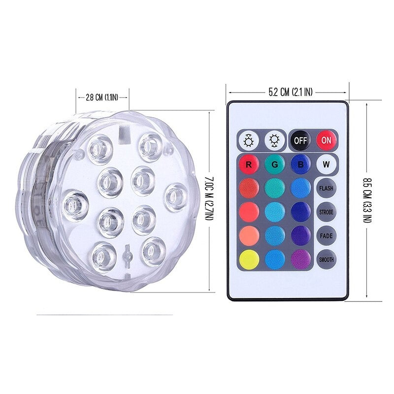 IP68 Waterproof RGB 16 Multicolor Remote Control LED Lamp