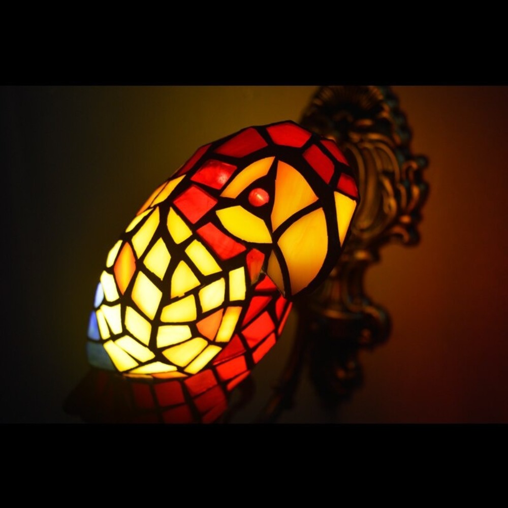 Parrot Retro Vintage Colorful Glass E14 Wall Lamp