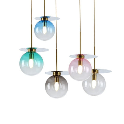 Modern Creative Gradient Color Glass Ball Pendant Lamp