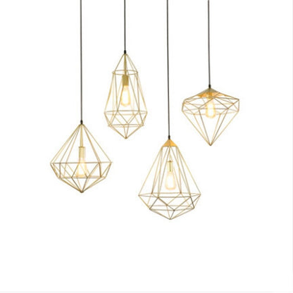 Nordic Polygon Diamond Hollow Lights E27 Pendant Lamp