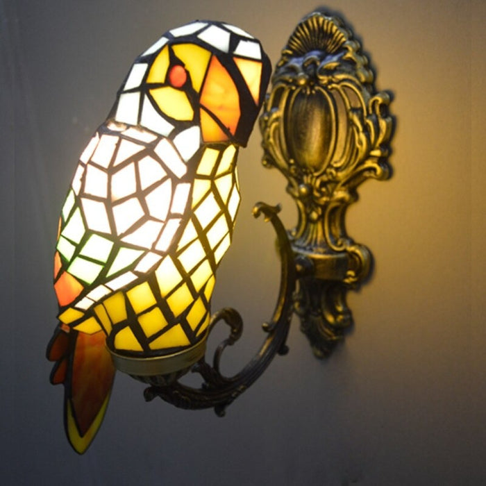 Parrot Retro Vintage Colorful Glass E14 Wall Lamp