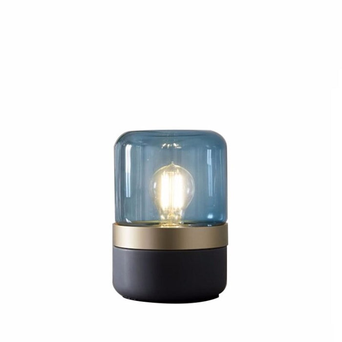 Modern Simple Blue Amber Glass LED Table Lamp