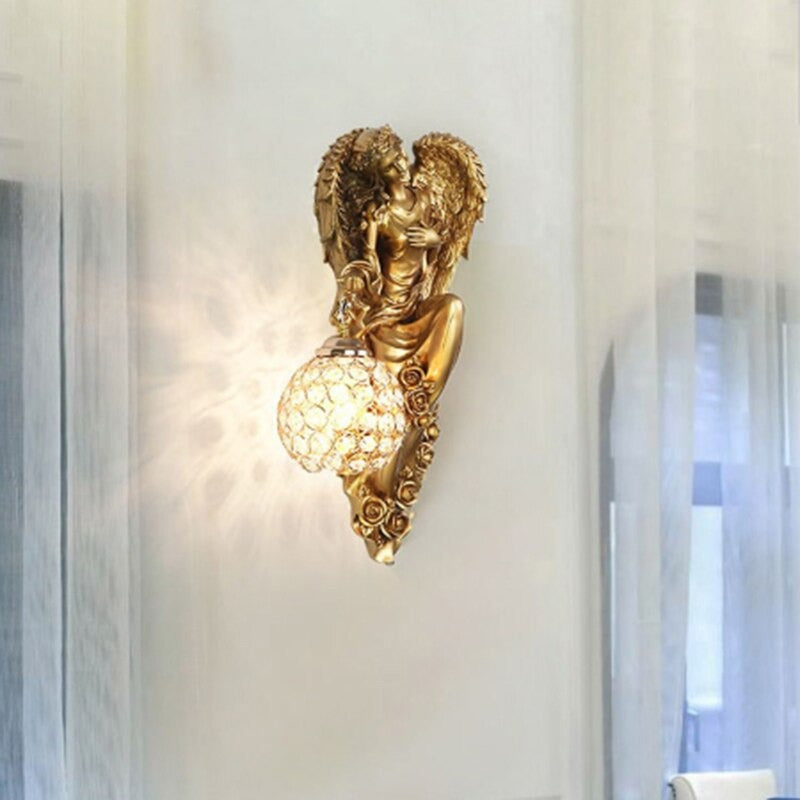 European Crystal Angel Wall Lamp