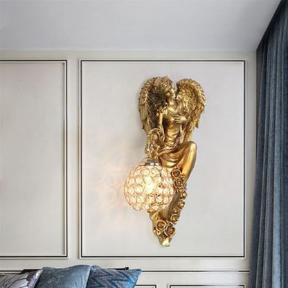 European Angel Sculpture Decorative Lamp