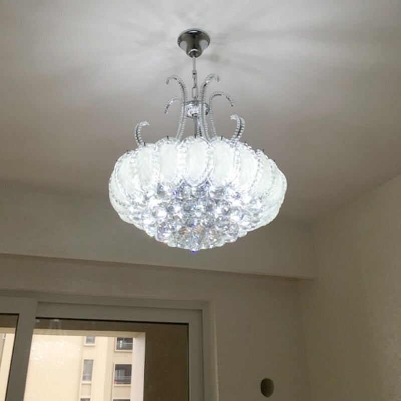 European Luxury Crystal Ball Glass Chandelier Lamp