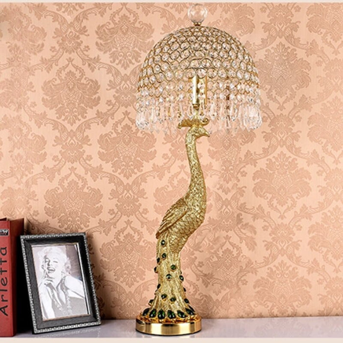 Golden Resin Peacock Table Lamp