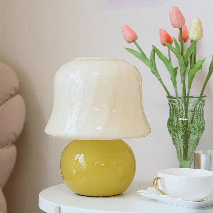 French Modern Yellow Glass Table Lamp