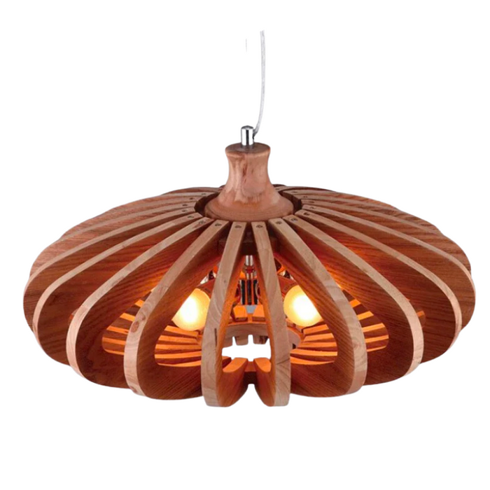 5 Lights Circular Wood Pendant Lamp