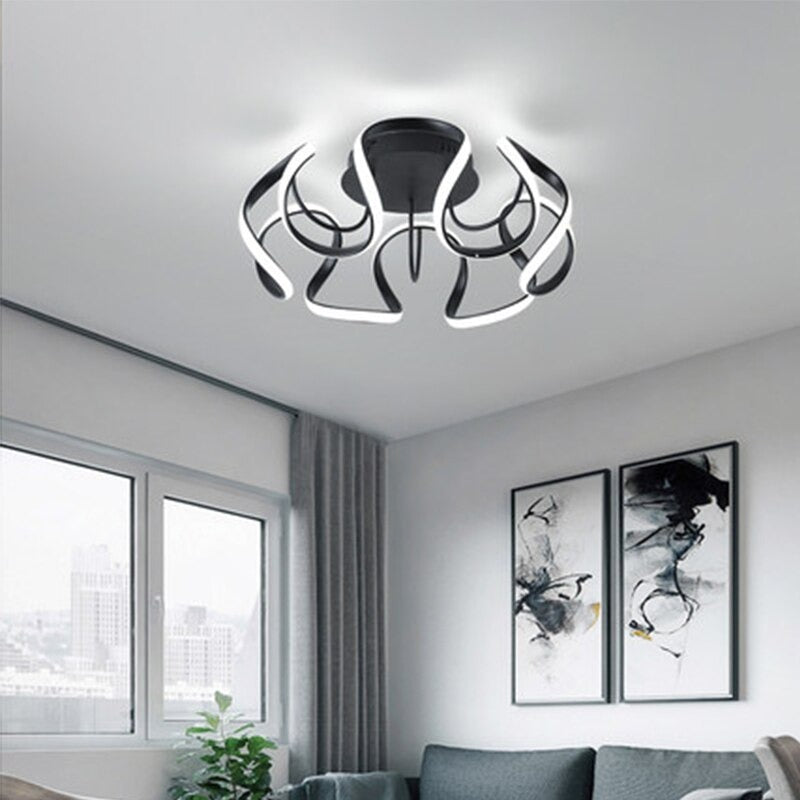 Iron Geometric Black And White LED Ceiling Light