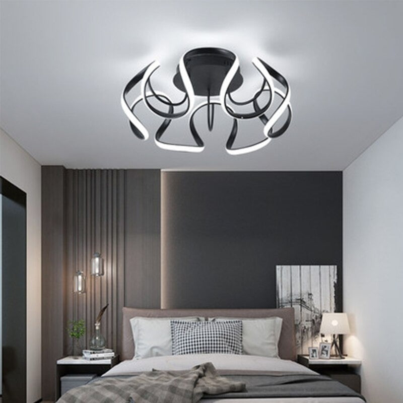 Iron Geometric Black And White LED Ceiling Light