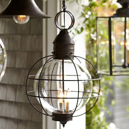 Iron and Glass Design Outdoor Pendant Lamp