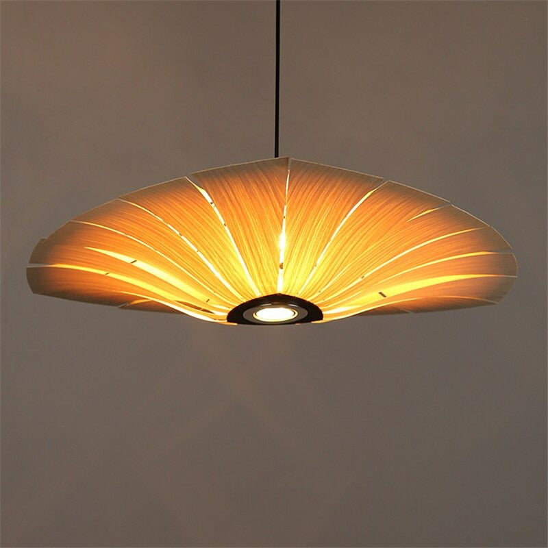 Leaf Design Wooden Pendant Light Fixture