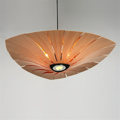 Leaf Design Wooden Pendant Light Fixture