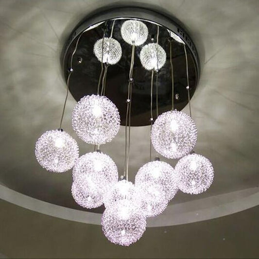 Clear Glass Ball 10 Lights Pendant Lamp