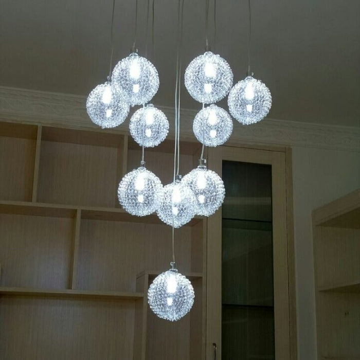 Clear Glass Ball 10 Lights Pendant Lamp