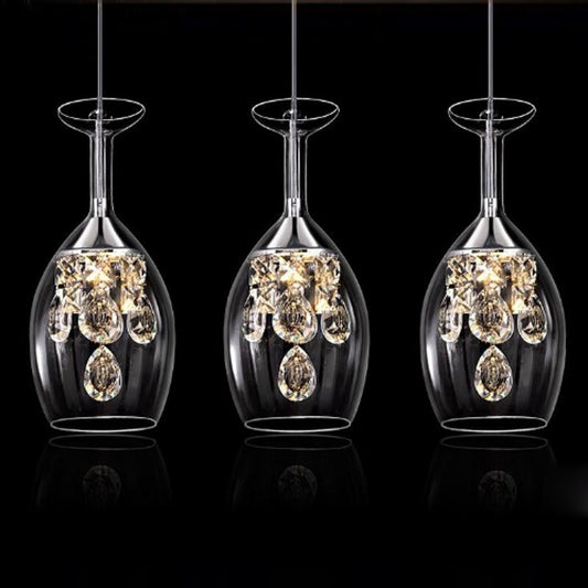 LED Crystal 3 Heads Pendant Light Fixtures