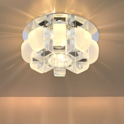 Modern Circle Crystal Flower Design LED Ceiling Light