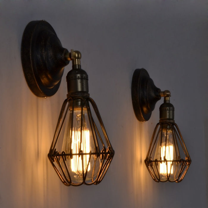 Vintage Industrial Loft Cage Wall Lamps