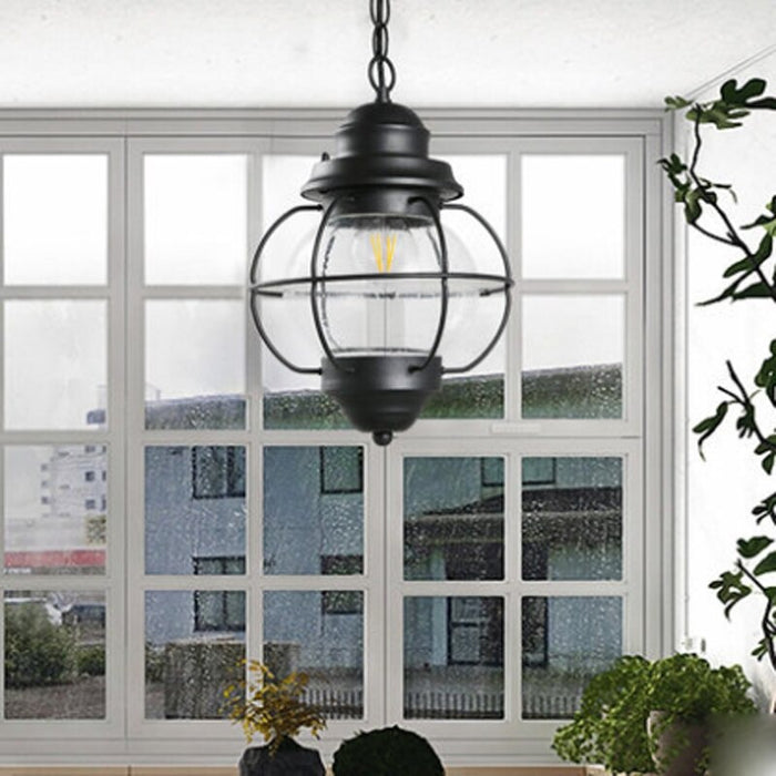 Black Retro Oval Glass Pendant Lamp