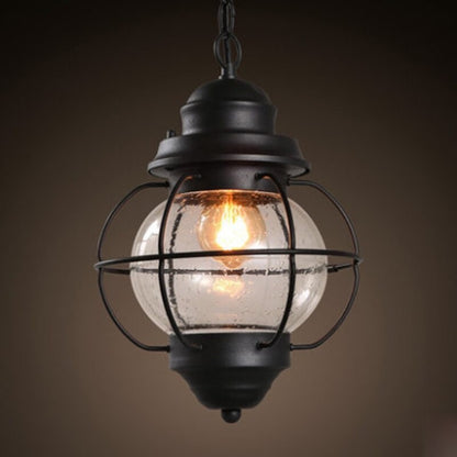 Black Retro Oval Glass Pendant Lamp