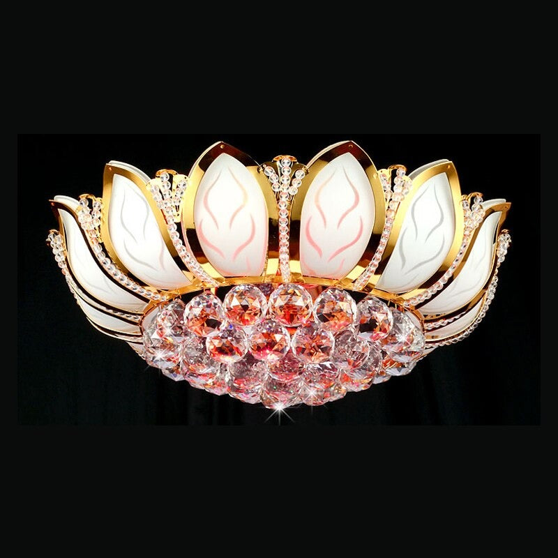 Colorful Lotus Crystal Flower Ceiling Light