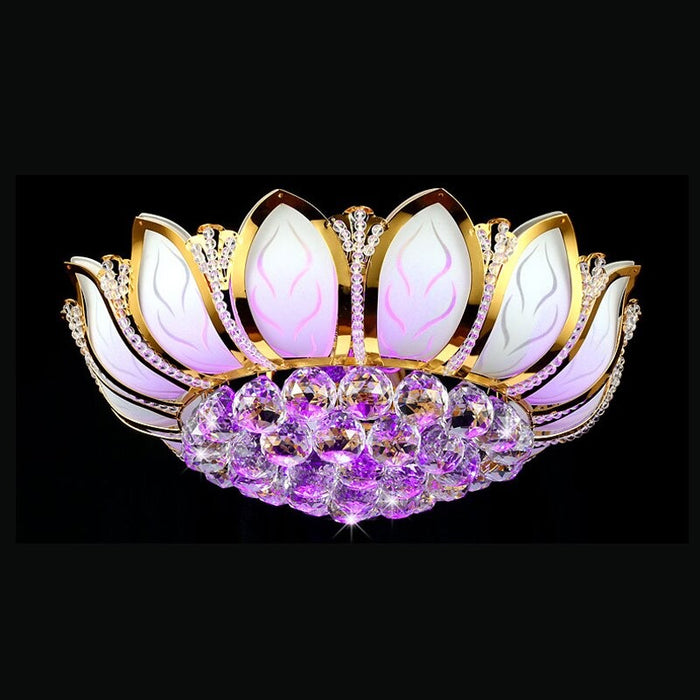 Colorful Lotus Crystal Flower Ceiling Light