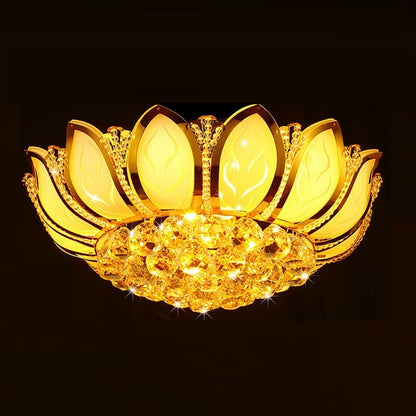 Colorful Lotus Crystal Flower Ceiling Light