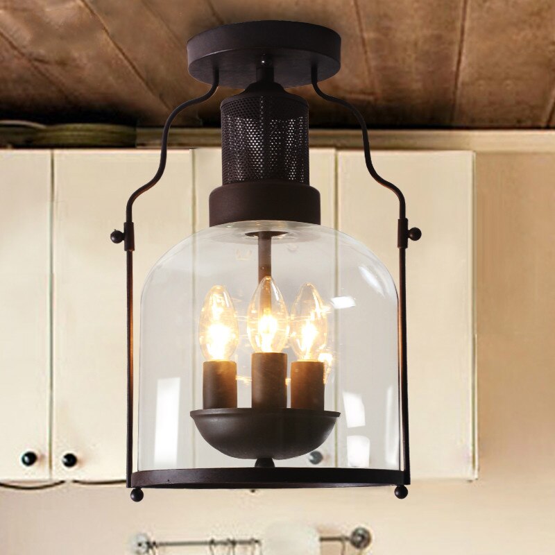 Retro Industrial Creative Glass E14 Bulb Ceiling Lamp