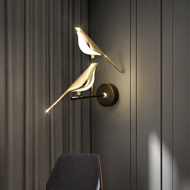 Novelty LED Golden Bird Rotatable Wall Lamp