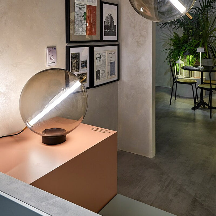 Modern Round Ball Ash Glass Table Lamp