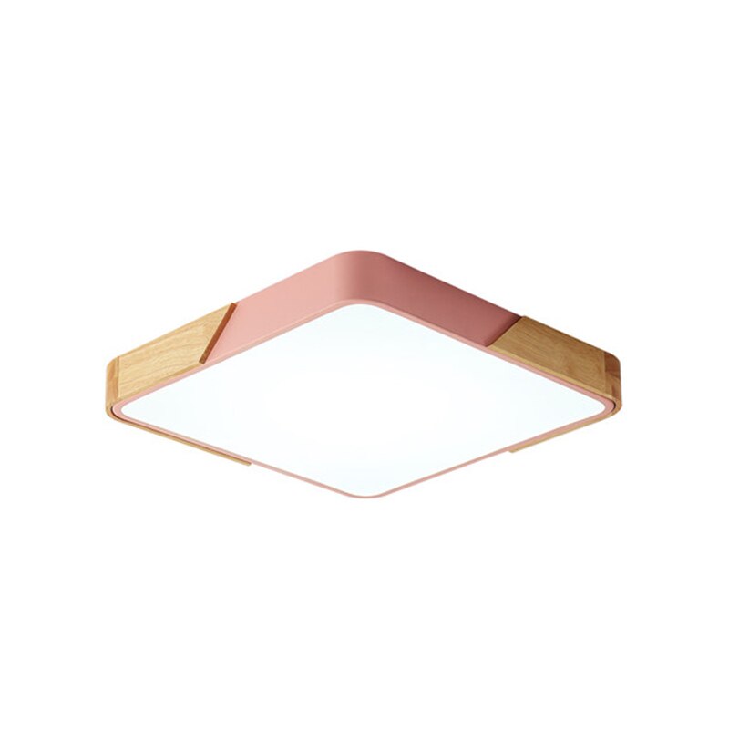 Square Solid Wood Nordic Macaron Creative Ceiling Light