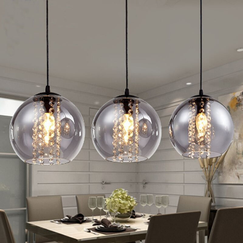 Modern Amber Glass Ball Pendant Light