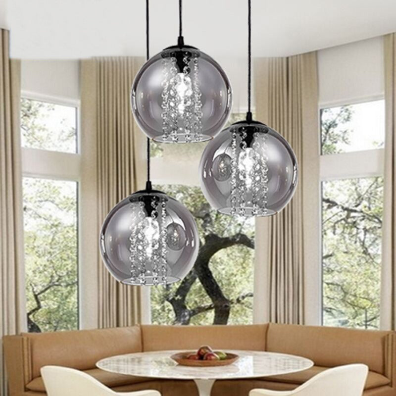 Modern Amber Glass Ball Pendant Light