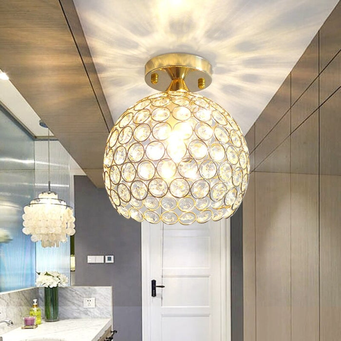 Chrome Crystal Ball LED Ceiling Lamp