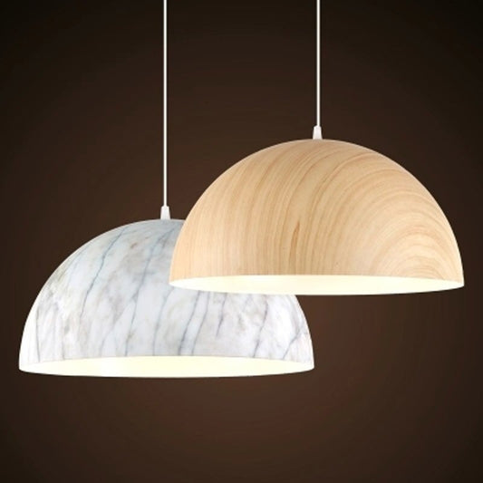 Modern Wood And Marble Patterned Pendant Lamp