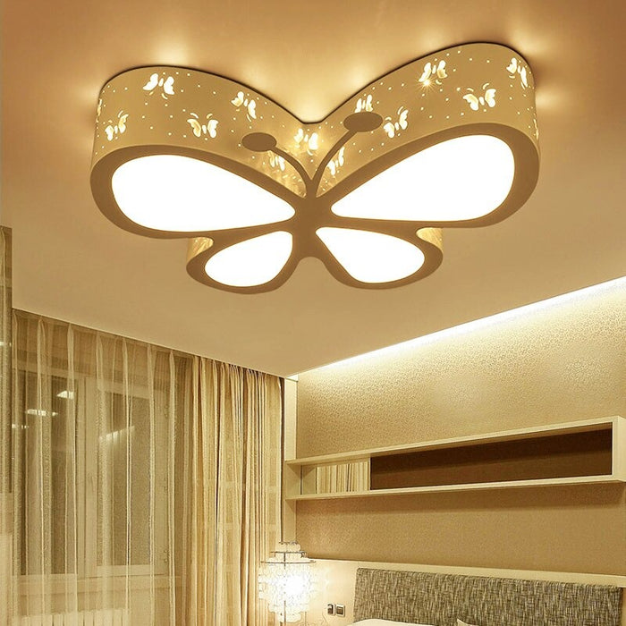 Children Bedroom Butterfly Hollow Iron LED Ceiling Lamp