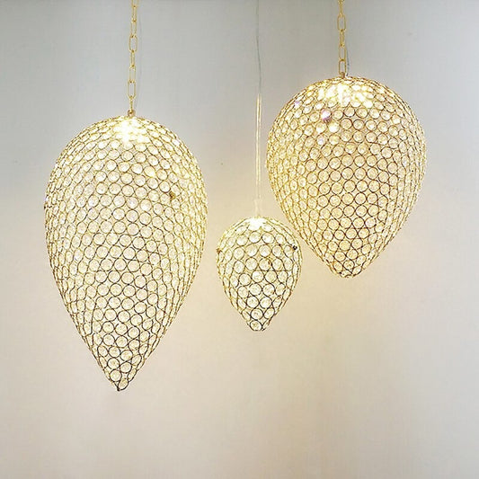 Golden Chrome Crystal Clear LED Pendant Light