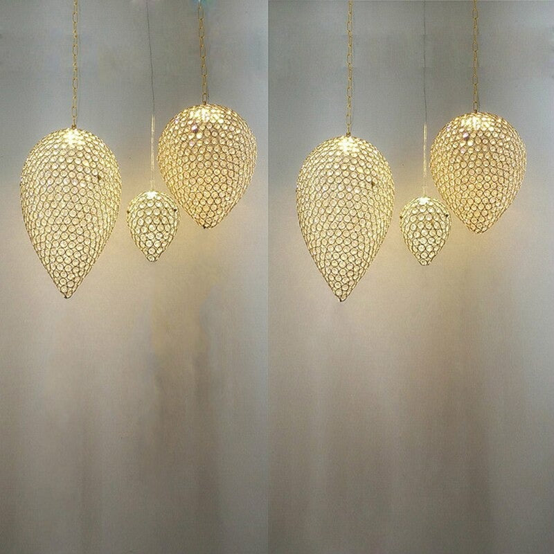 Golden Chrome Crystal Clear LED Pendant Light