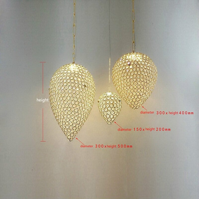 Golden Chrome Crystal Clear LED Pendant Light