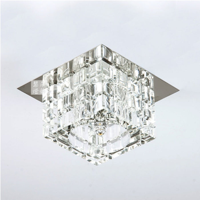 Square Crystal Stainless Steel Ceiling Lamp
