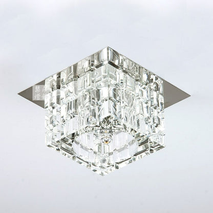 3W Square Crystal Stainless Steel Ceiling Lamp