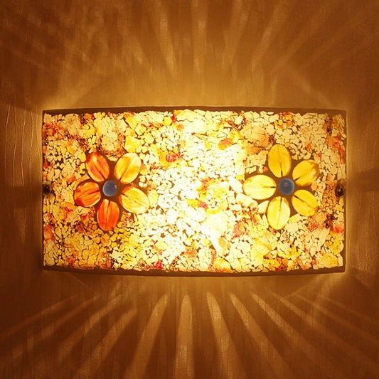 Rustic Glass Floral Wall Lamp