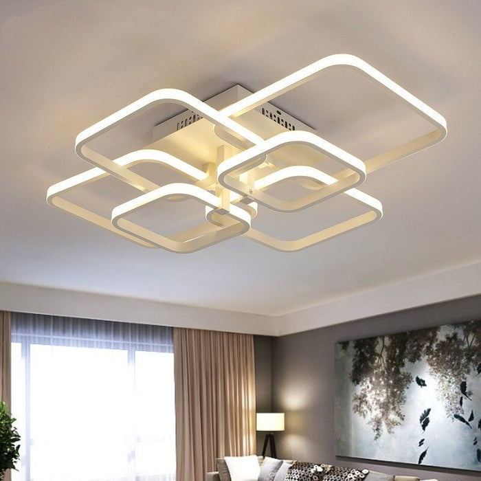 Square Shaped White Iron LED Ceiling Lamp