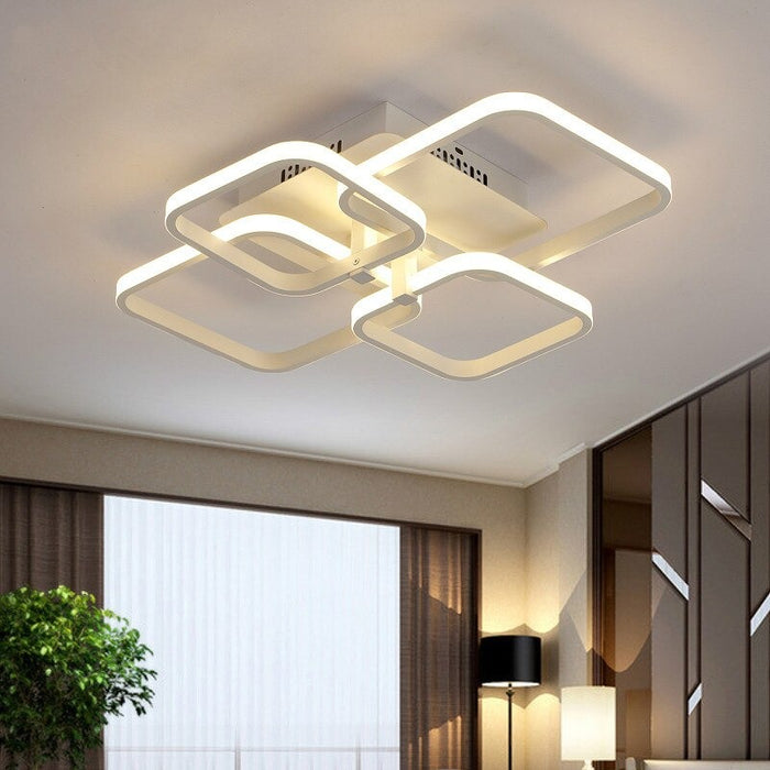 Square Shaped White Iron LED Ceiling Lamp