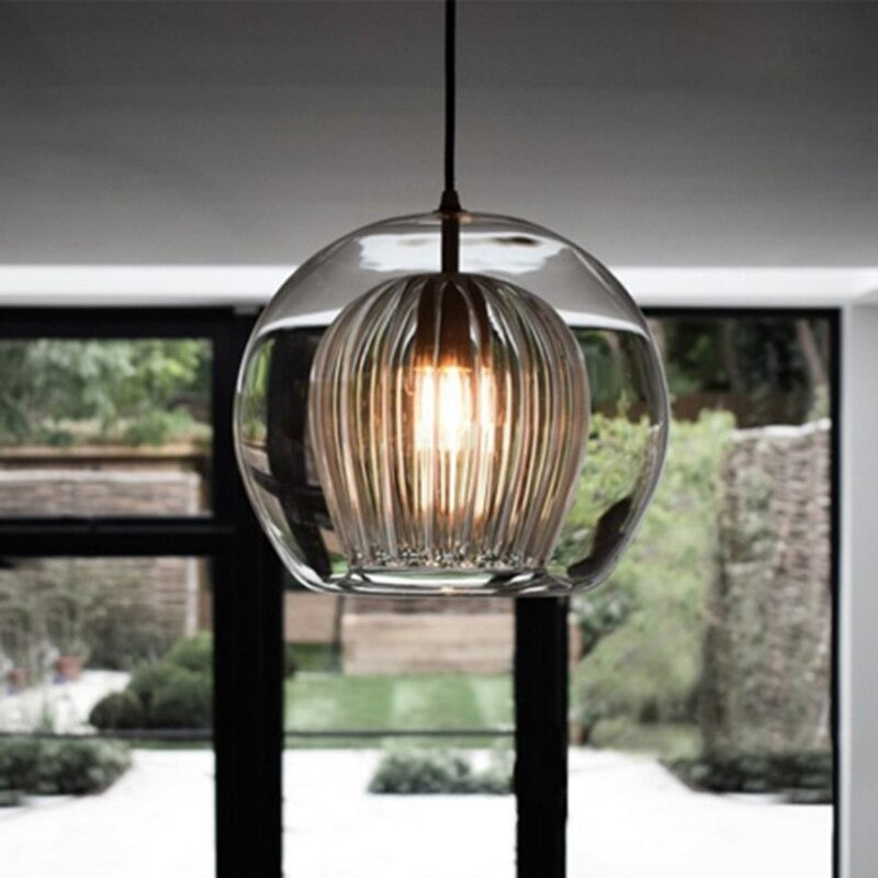 Double Transparent Glass Pendant Lamp