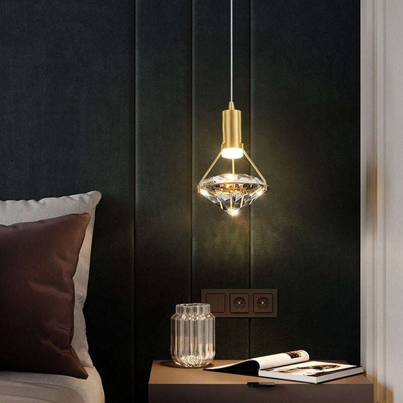 Modern Copper Gold Crystal Single Pendant Lamp